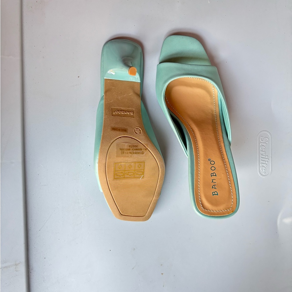 BAMBOO Green Mules Modern Minimalist Design